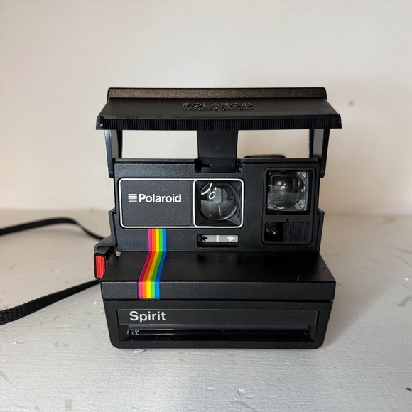 Vintage Polaroid Camera Spirit One Step 600 Land Black Instant Rainbow Stripe - Picture 1 of 5